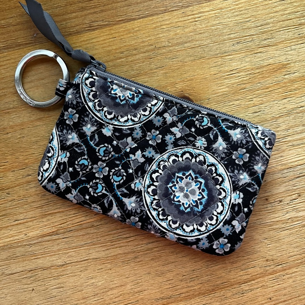 Vera Bradley Women's Cotton Zip ID Case Wallet, Charcoal Medallion